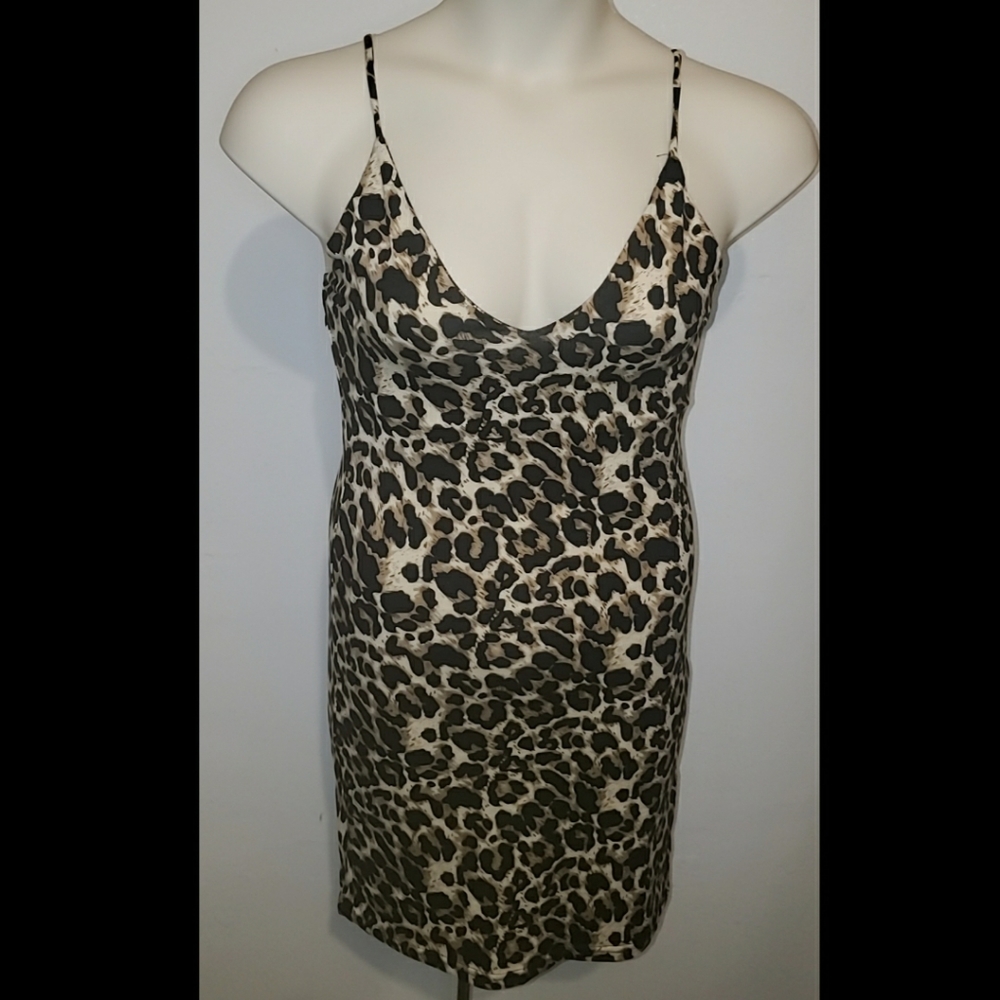 TouchDolls Cheetah Low Cut Mini Dress - Picture 2 of 3